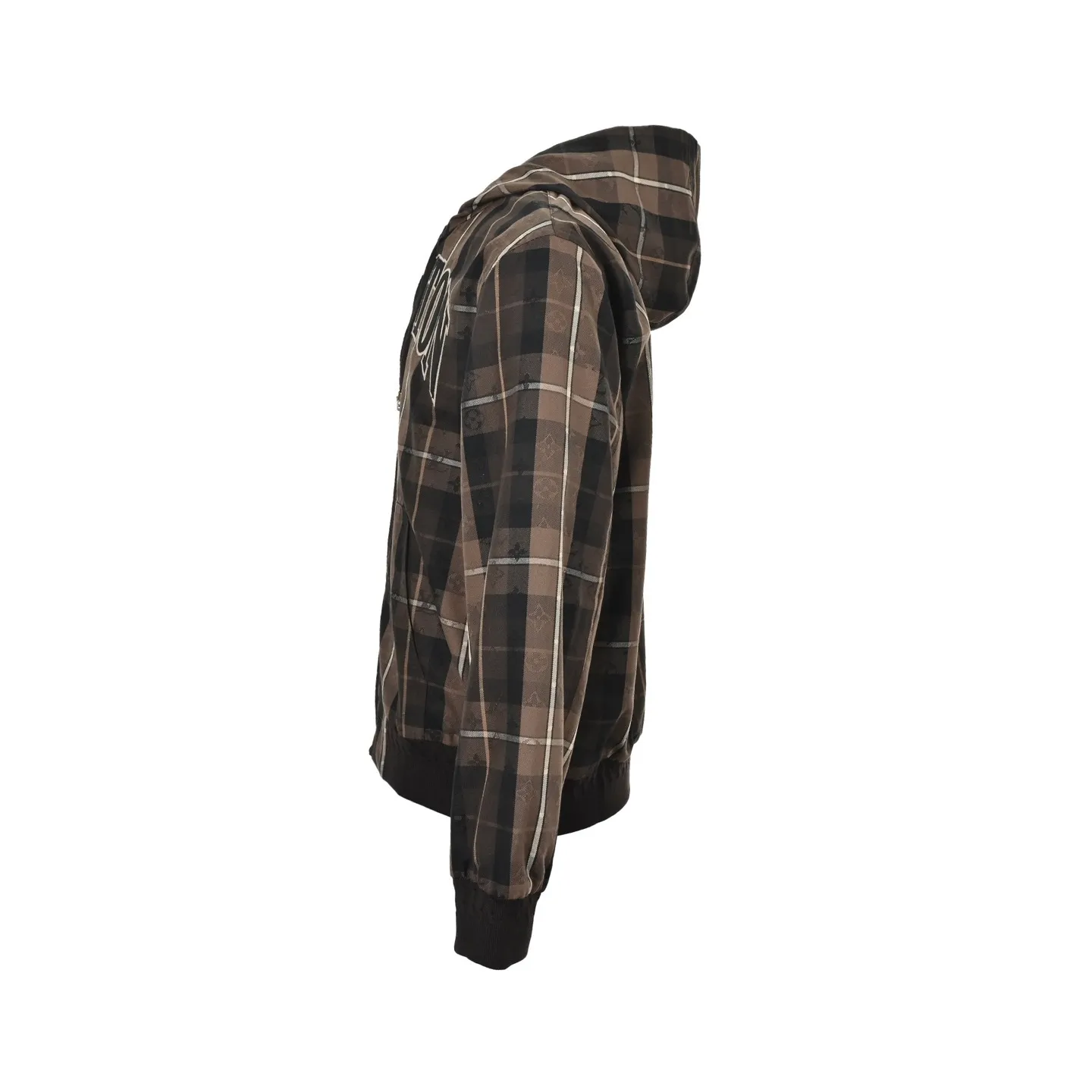 Louis Vuitton/Louis Vuitton old pattern plaid letter embroidered zipper hooded jacket